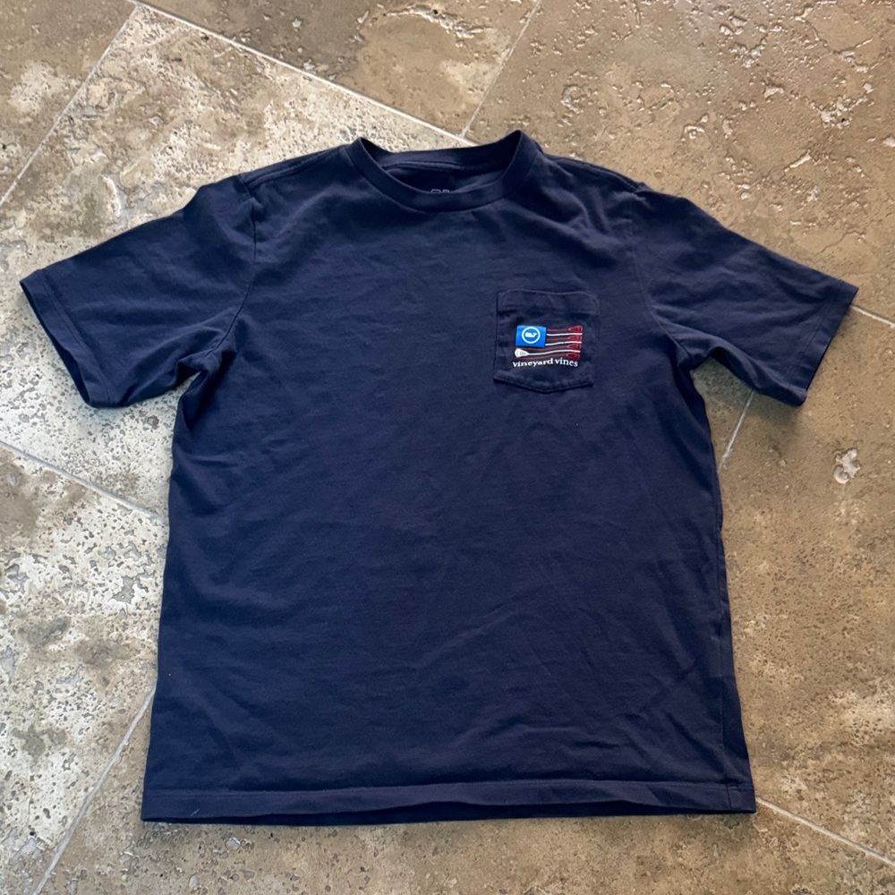 Vineyard Vines Navy Blue T-Shirt with Pocket- Lacrosse design-